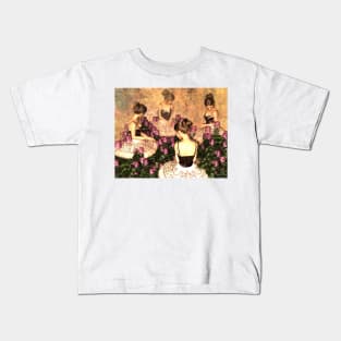 Four ballerinas taking a break among flowers zen, yoga, buddhism Kids T-Shirt